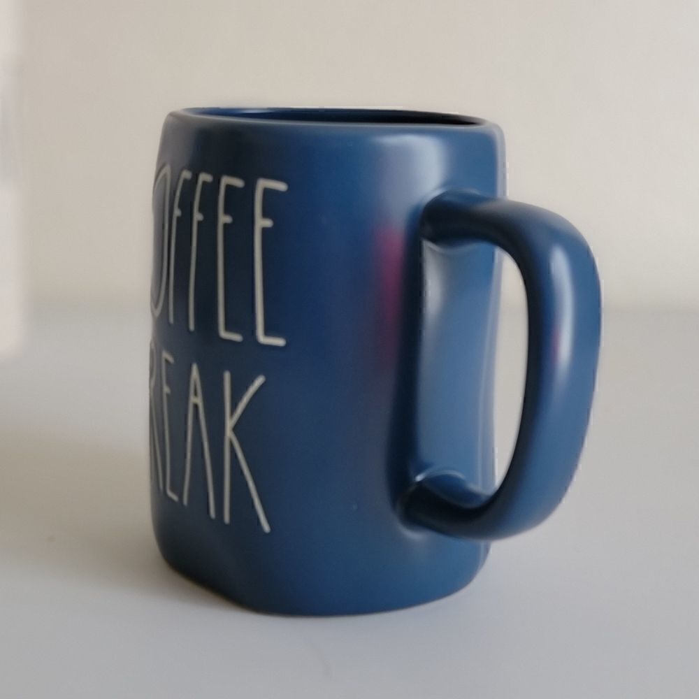 Rae Dunn Coffee Break Blue White Ceramic Mug New - Picture 4 of 11